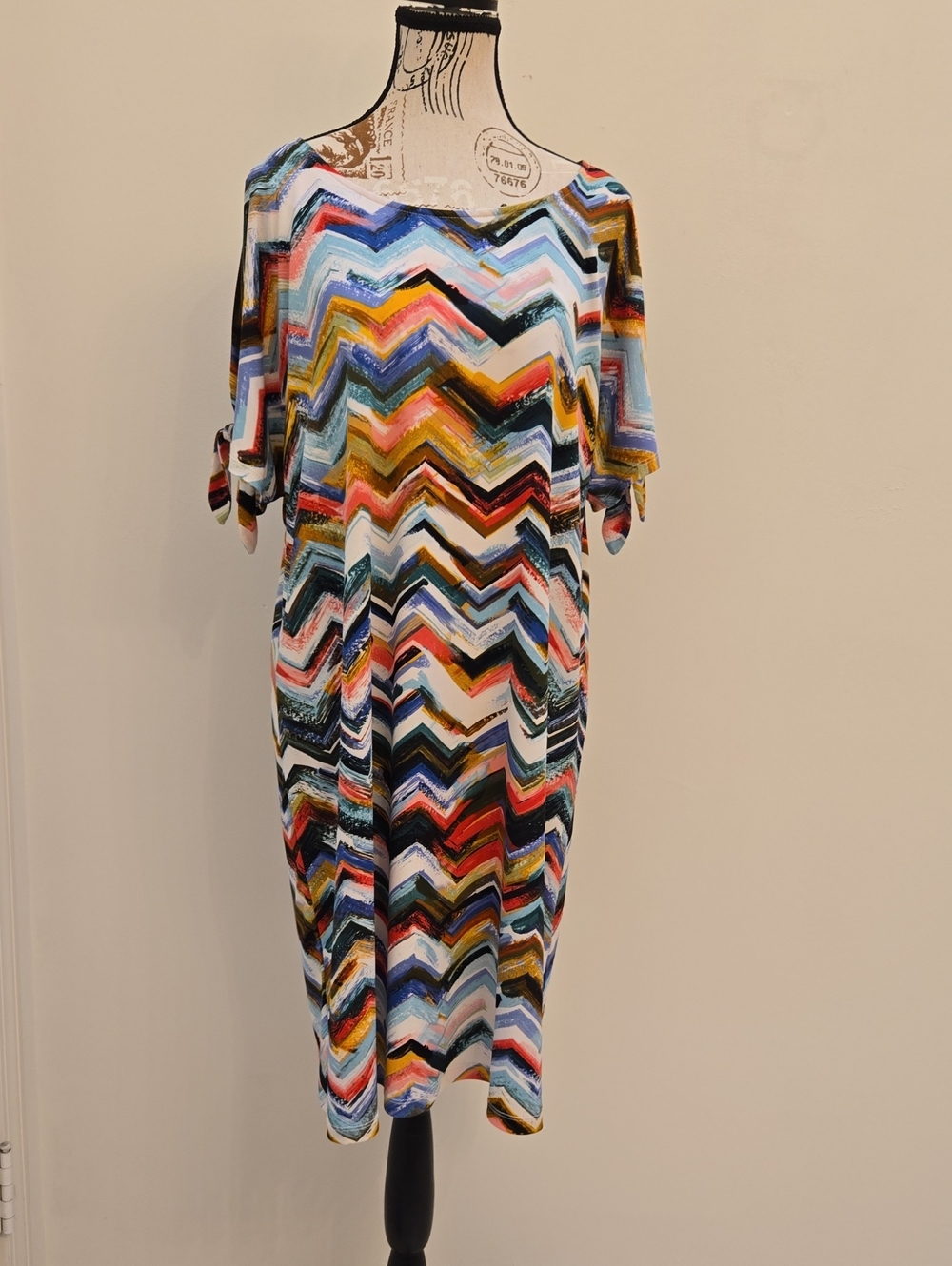 Ronni Nicole Multicolor Chevron Midi Dress - Casual Women's Dress Size 14